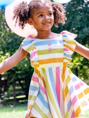 💕Sz 7/8 Eleanor Rose super cute and comfy striped colorful dress!